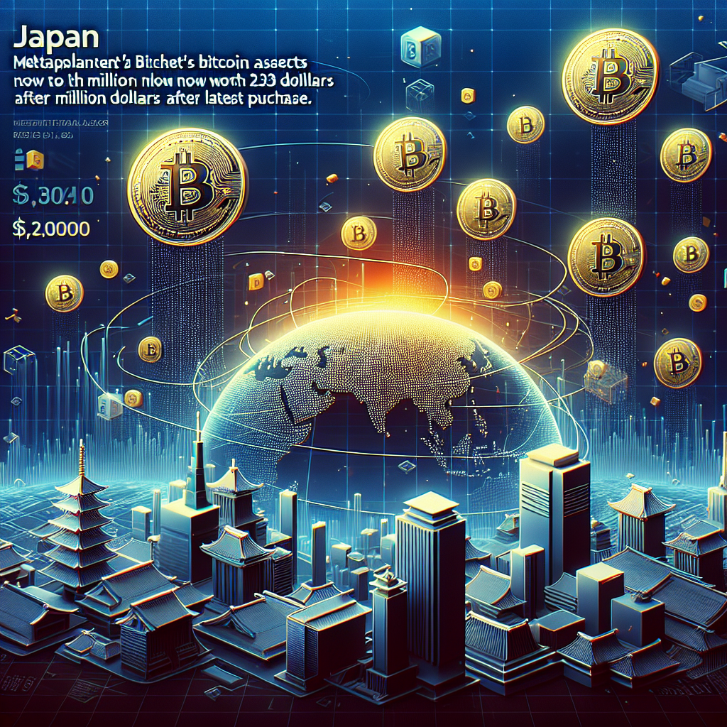 Japon – Les avoirs Bitcoin de Metaplanet valent désormais 23 millions de dollars après le dernier achat